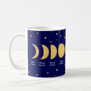Phases of the Moon with Stars Cheese Lunar Chart Coffee Mug