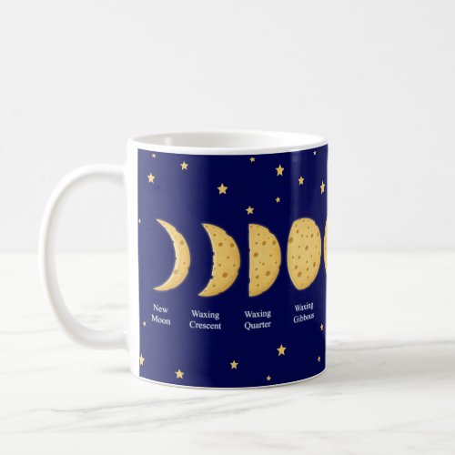 Phases of the Moon with Stars Cheese Lunar Chart Coffee Mug