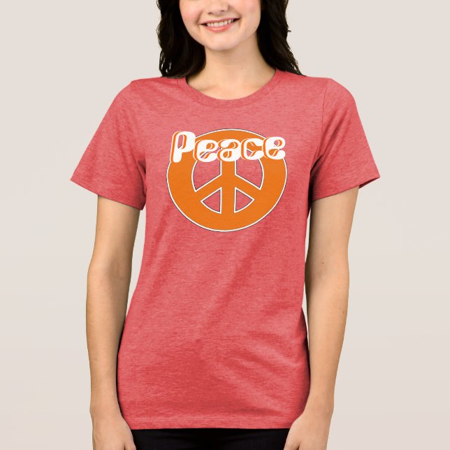 Phat Orange Aqua White Retro 60's Peace Tri-Blend Shirt (Front)