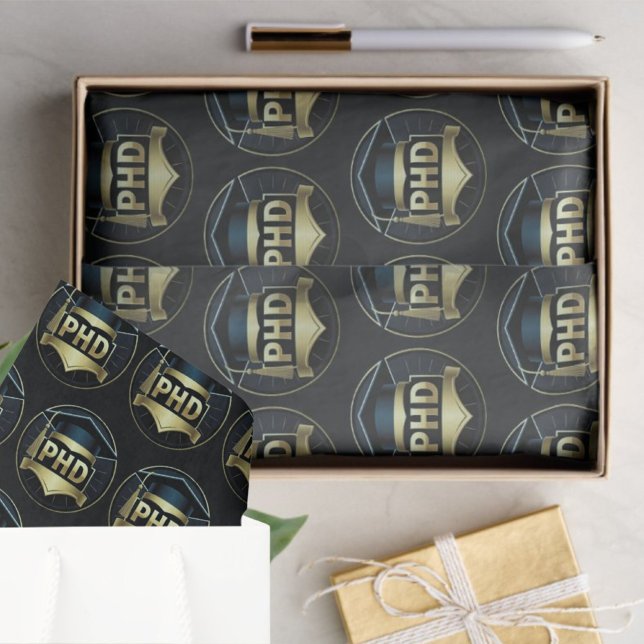 PhD black gold gift wrapping Tissue Paper (Creator Uploaded)
