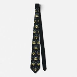 Phd cap gold black pattern doctoral degree  neck tie