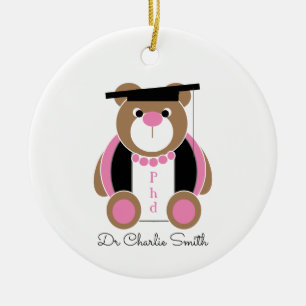 Phd congratulations bear ceramic ornament
