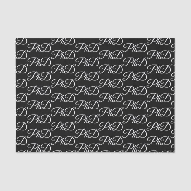 PhD degree Black Graduation Celebration Tissue Paper (Front)