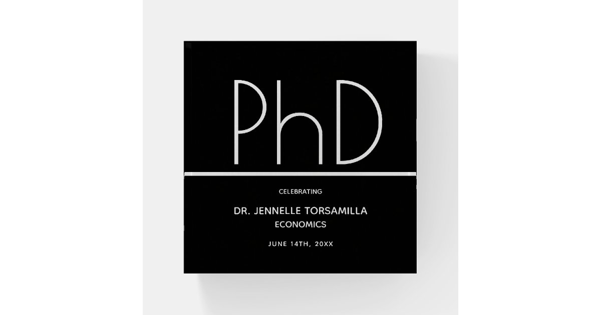 PhD degree Black Graduation Party Keepsake Paperweight | Zazzle