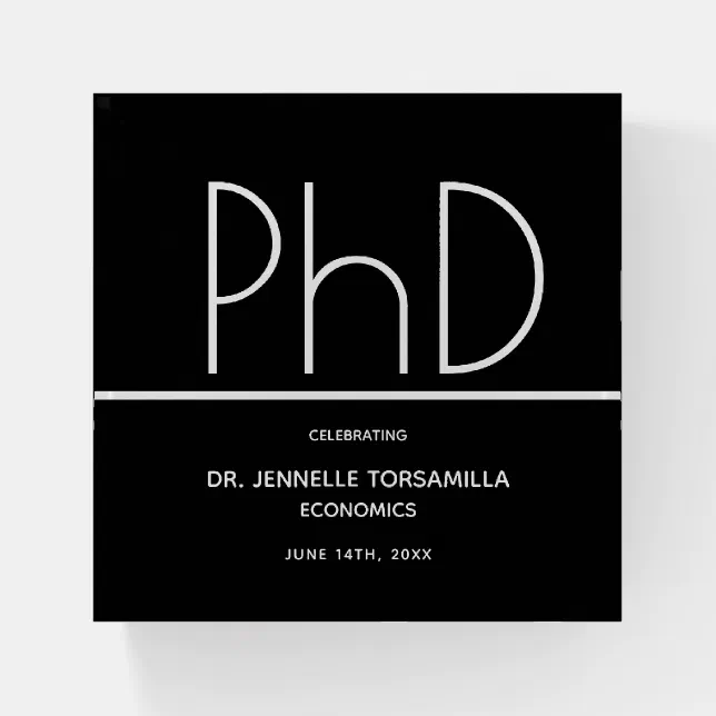 PhD degree Black Graduation Party Keepsake Paperweight | Zazzle