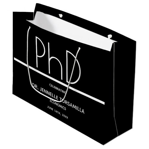 PhD degree Black Graduation Party Large Gift Bag