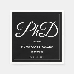 PhD degree Black Graduation Party Napkins