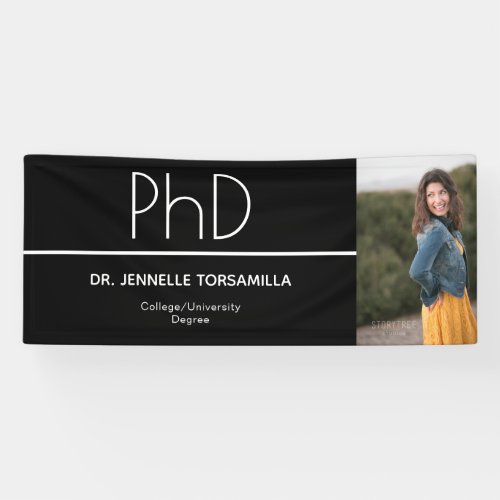 PhD degree Black White Graduation Photo Banner