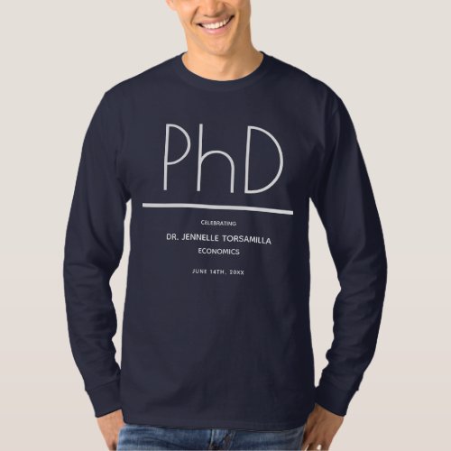 PhD degree Blue Graduation Party Long Sleeve T_Shirt