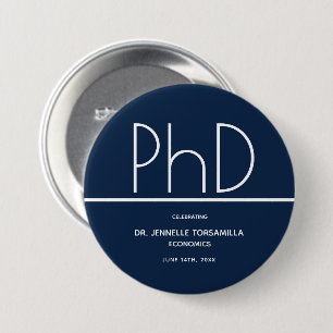 PhD degree Blue Keepsake Graduation Button