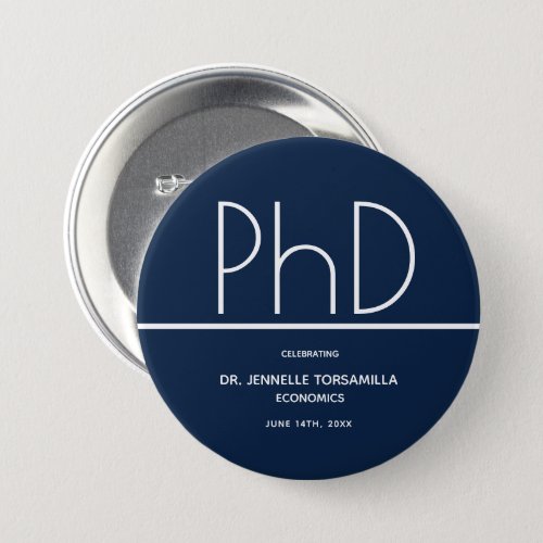 PhD degree Blue Keepsake Graduation Button