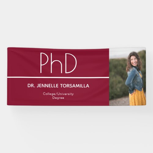 PhD degree Burgundy White Graduation Photo Banner