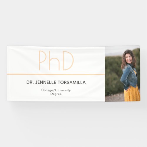 PhD degree Cream Gray White Graduation Photo Banner