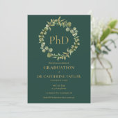 PhD Degree Emerald Garland Photo Graduation Party Invitation (Standing Front)