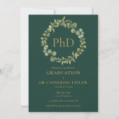 PhD Degree Emerald Garland Photo Graduation Party Invitation (Front)