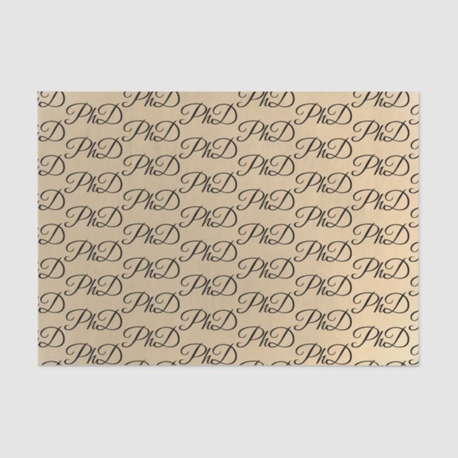 PhD degree Gold Black Graduation Celebration Tissue Paper (Front)