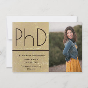PhD degree Gold Brown Graduation Announcement