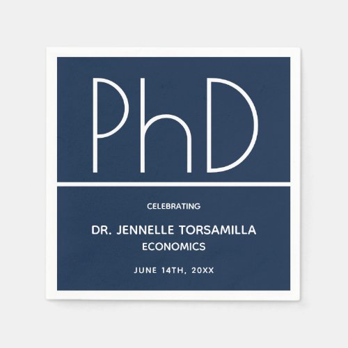 PhD degree Graduation Blue Party Napkin