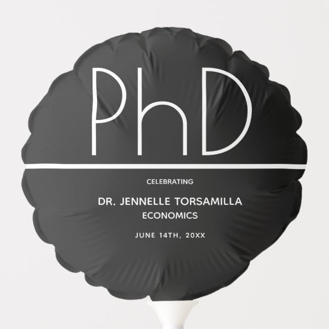 PhD degree Graduation Party Black Balloon (Front)