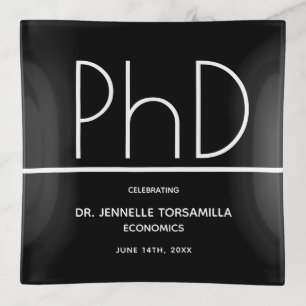 PhD degree Graduation Party Black Keepsake Trinket Tray