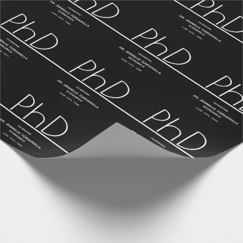 PhD degree Graduation Party Black Wrapping Paper