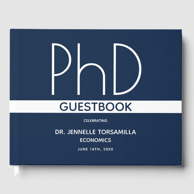 PhD degree Graduation Party  Blue Guest Book (Front)