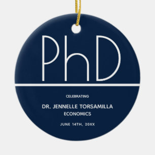 PhD degree Graduation Party Blue Keepsake Ceramic Ornament