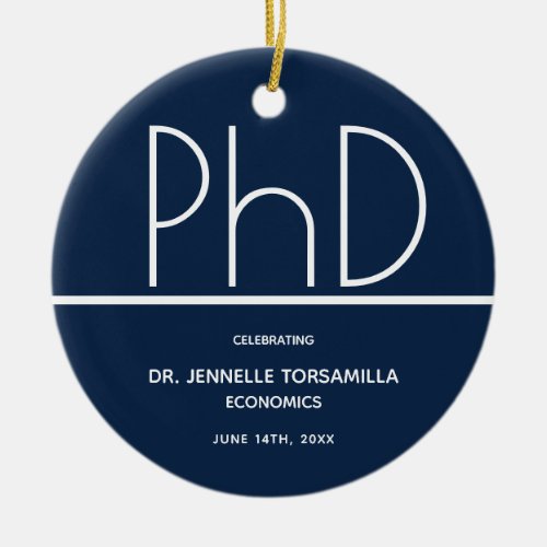 PhD degree Graduation Party  Blue Keepsake Ceramic Ornament