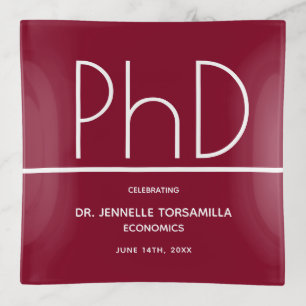 PhD degree Graduation Party Burgundy Keepsake Trinket Tray