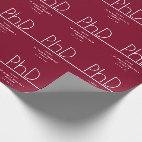 PhD degree Graduation Party Burgundy Wrapping Paper