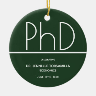 PhD degree Graduation Party Green Keepsake Ceramic Ornament