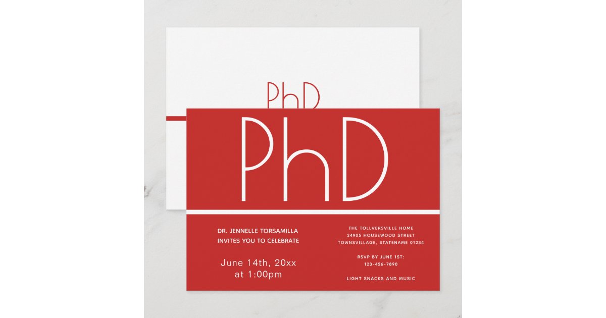 PhD degree Graduation Party Invitation Zazzle