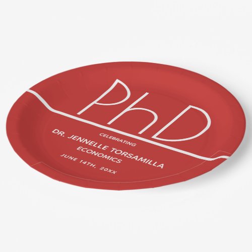 PhD degree Graduation Party Paper Plates