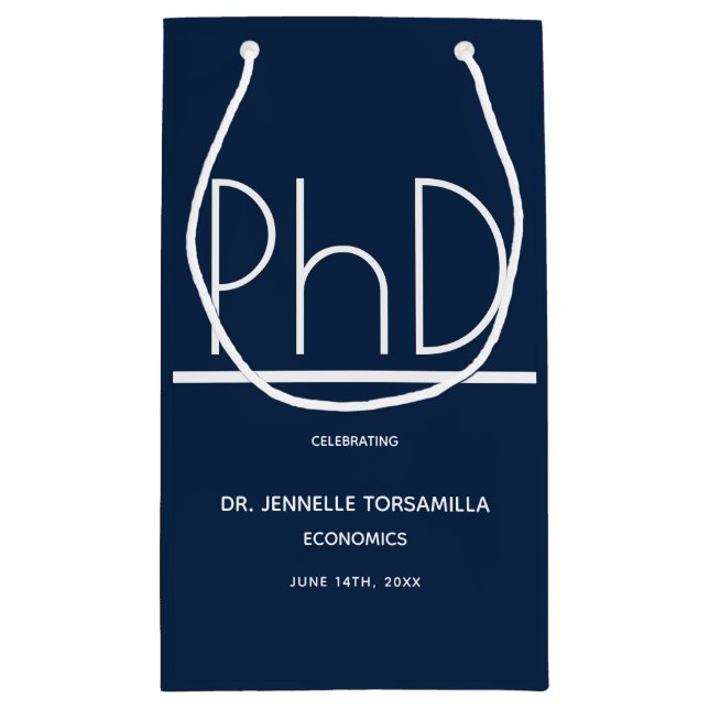 PhD degree Graduation Party Small Blue Small Gift Bag (Back)