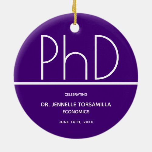 PhD degree Graduation Purple Keepsake Ceramic Ornament