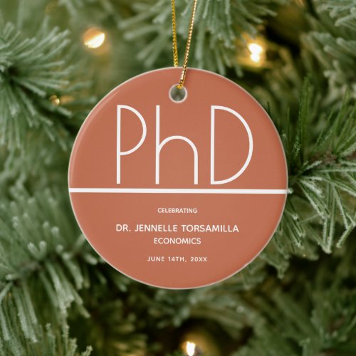 PhD degree Graduation Terracotta Keepsake Ceramic Ornament