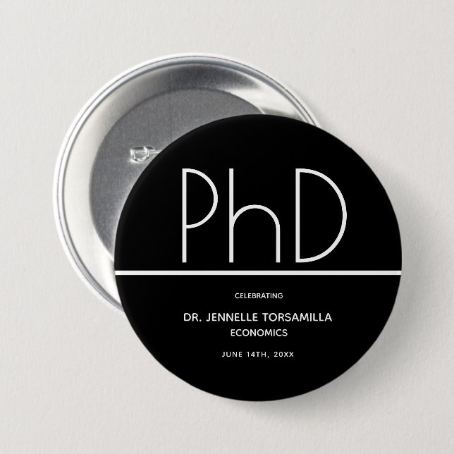 PhD degree Keepsake Graduation Button (Front & Back)