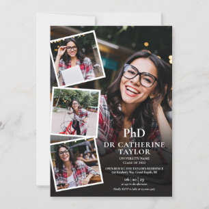 PhD Degree Photo Collage Graduation Party Invitation