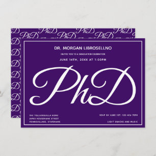 PhD degree Purple Graduation Party Invitation