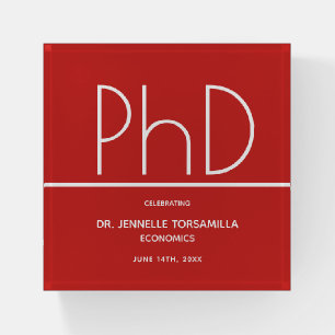 PhD degree Red Graduation Party Keepsake Paperweight