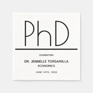 PhD degree White Black Graduation Napkins