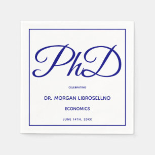 PhD degree White Blue Graduation Party Napkins