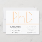 PhD degree White Cream Gray Graduation Party Invitation (Front)
