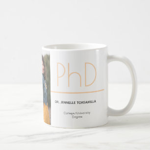 PhD degree White Cream Gray Graduation Photo Coffee Mug