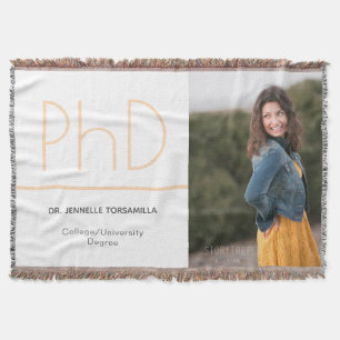 PhD degree White Cream Gray Graduation Photo Throw Blanket