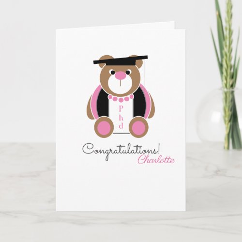 PhD doctor of philosophy congratulations bear card