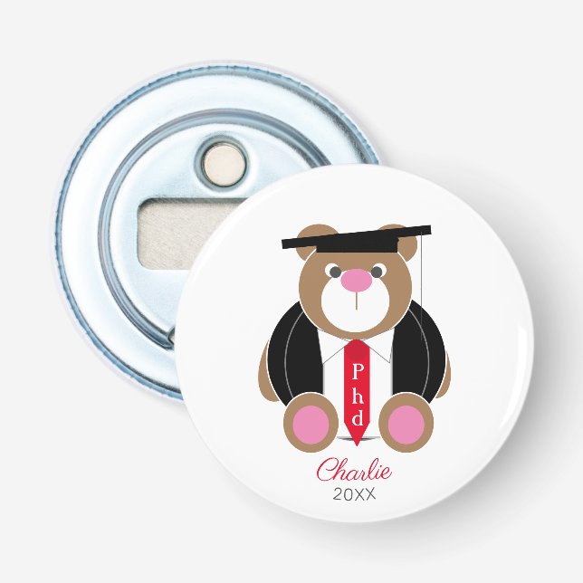 PhD doctor of philosophy congratulations cute bear Bottle Opener (Front)