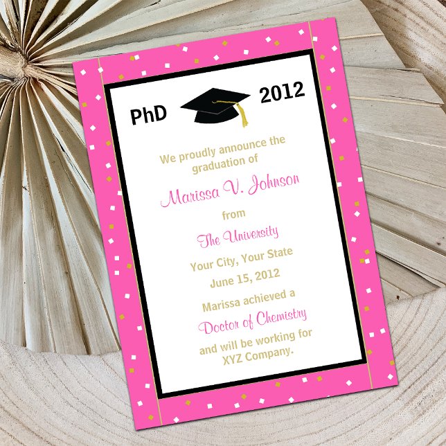 PhD Doctoral Announcement Pink Confetti (Creator Uploaded)