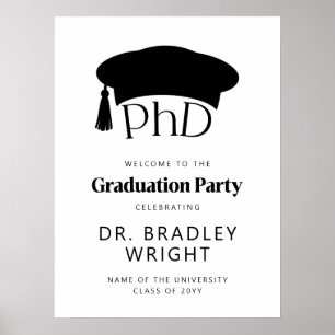 PhD Doctoral Grad Hat Doctoral Graduation Welcome Poster