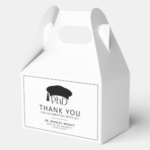 PhD Doctoral Grad Hat Graduation Thank You Favor Boxes